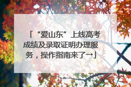 “爱山东”上线高考成绩及录取证明办理服务，操作指南来了→