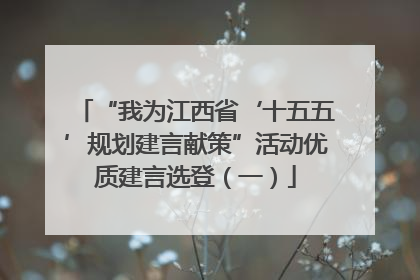 “我为江西省‘十五五’规划建言献策”活动优质建言选登（一）
