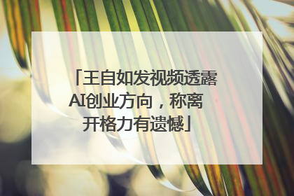 王自如发视频透露AI创业方向，称离开格力有遗憾