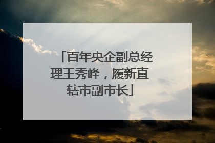 百年央企副总经理王秀峰，履新直辖市副市长