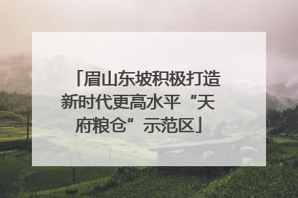 眉山东坡积极打造新时代更高水平“天府粮仓”示范区