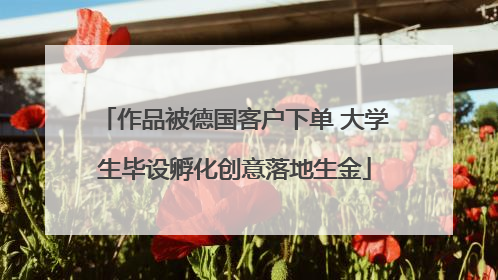 作品被德国客户下单 大学生毕设孵化创意落地生金