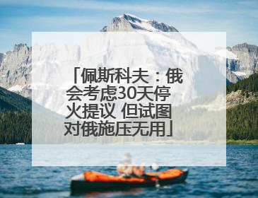 佩斯科夫：俄会考虑30天停火提议 但试图对俄施压无用