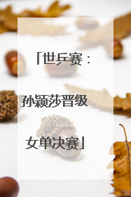 世乒赛：孙颖莎晋级女单决赛