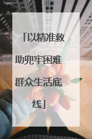 以精准救助兜牢困难群众生活底线