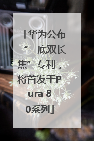 华为公布“一底双长焦”专利，将首发于Pura 80系列