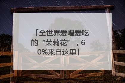 全世界爱唱爱吃的“茉莉花”，60%来自这里