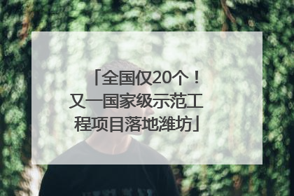全国仅20个！又一国家级示范工程项目落地潍坊