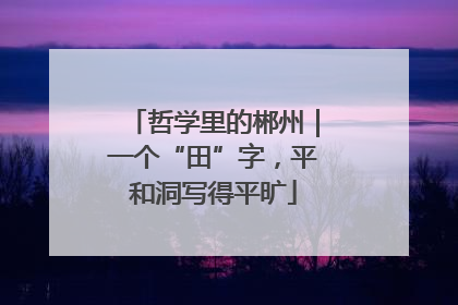 哲学里的郴州｜一个“田”字，平和洞写得平旷