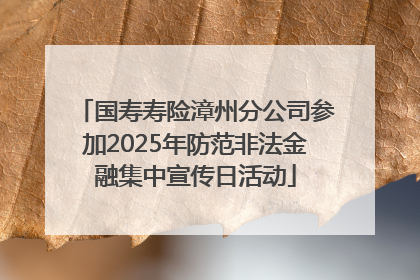 国寿寿险漳州分公司参加2025年防范非法金融集中宣传日活动