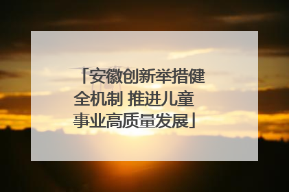 安徽创新举措健全机制 推进儿童事业高质量发展