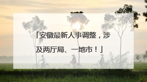 安徽最新人事调整，涉及两厅局、一地市！