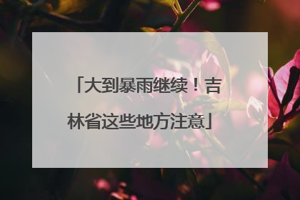 大到暴雨继续！吉林省这些地方注意