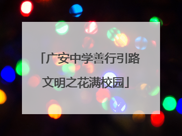 广安中学善行引路 文明之花满校园