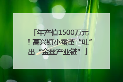 年产值1500万元！高兴镇小蚕茧“吐”出“金丝产业链”