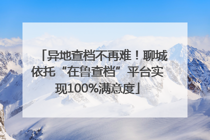 异地查档不再难！聊城依托“在鲁查档”平台实现100%满意度