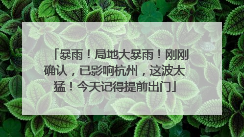 暴雨！局地大暴雨！刚刚确认，已影响杭州，这波太猛！今天记得提前出门