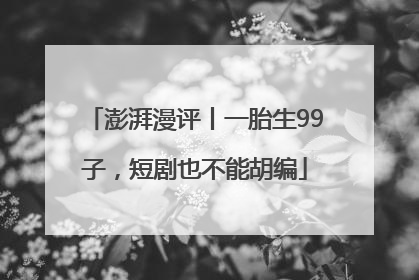 澎湃漫评丨一胎生99子，短剧也不能胡编