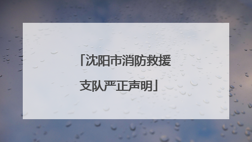 沈阳市消防救援支队严正声明