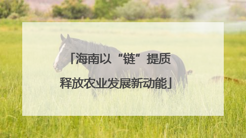 海南以“链”提质 释放农业发展新动能