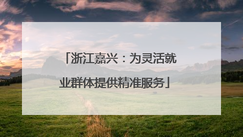 浙江嘉兴：为灵活就业群体提供精准服务