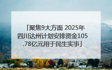 聚焦9大方面 2025年四川达州计划安排资金105.78亿元用于民生实事