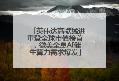英伟达高歌猛进重登全球市值榜首，微美全息AI催生算力需求爆发