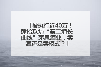 被执行近40万！肆拾玖坊“第二增长曲线”茅泉酒业，卖酒还是卖模式？