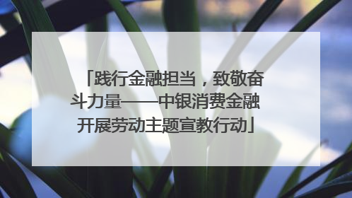 践行金融担当，致敬奋斗力量——中银消费金融开展劳动主题宣教行动