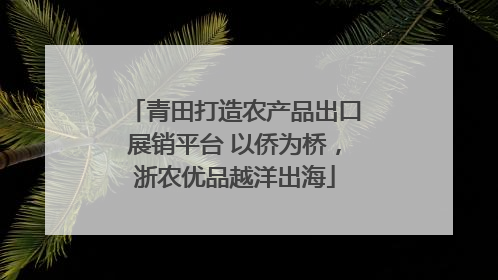 青田打造农产品出口展销平台 以侨为桥，浙农优品越洋出海
