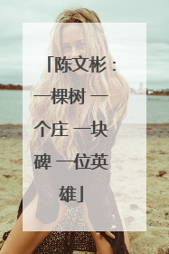 陈文彬：一棵树 一个庄 一块碑 一位英雄