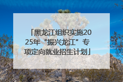 黑龙江组织实施2025年“振兴龙江”专项定向就业招生计划