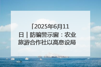 2025年6月11日｜防骗警示窗：农业旅游合作社以高息设局，集资380万