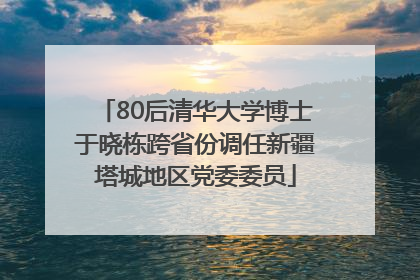 80后清华大学博士于晓栋跨省份调任新疆塔城地区党委委员